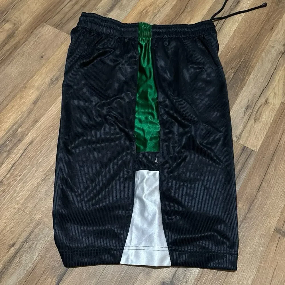 2009 Air Jordan Green Black Mesh Silky Dazzle Baggy Vintage Shiny Y2K Shorts